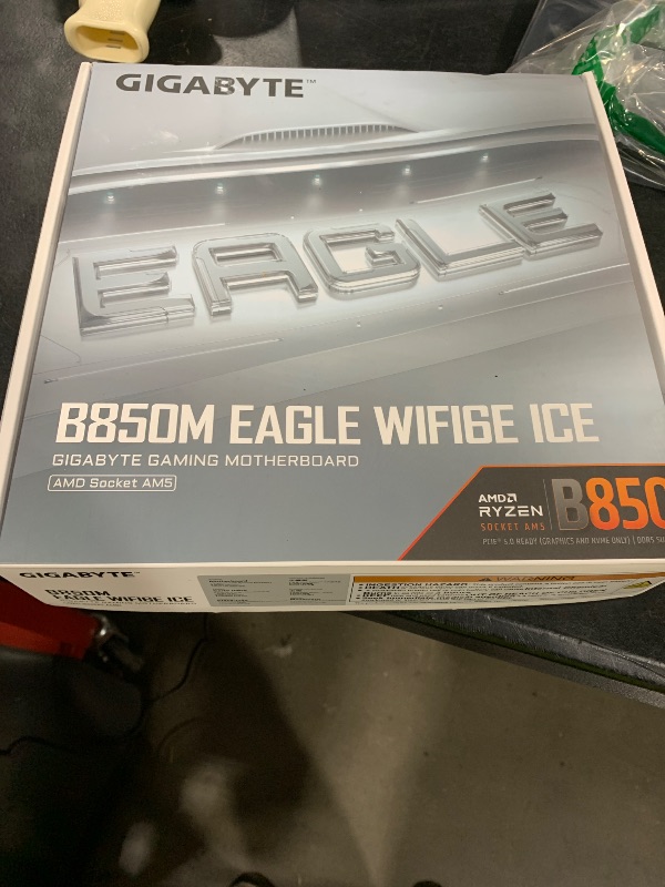 Photo 1 of GIGABYTE B850M Eagle WIFI6E ICE AMD AM5 mATX Motherboard, Support AMD Ryzen 9000/8000/7000 Series, DDR5, 8+2+2 Power Phase, 2X M.2, PCIe 5.0, USB-C, WIFI6E, 2.5GbE LAN, EZ-Latch, 3-Year Warranty