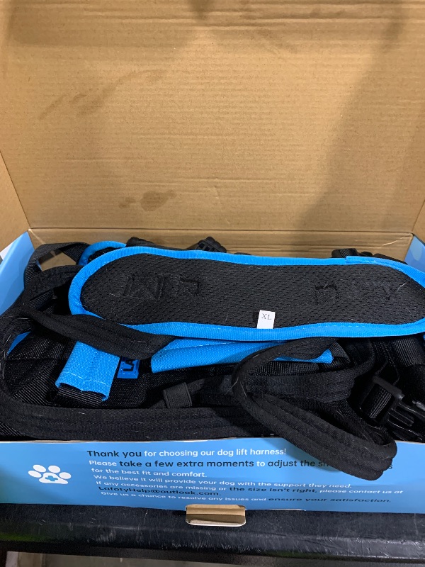 Photo 1 of Lafoty Dog Lift Harness for Large Male Dogs, 2-in-1 Detachable Support Harness, Full Body Carrying with 4 Handles, Dog Sling for Large Dogs Hind Leg Support(Black, X-Large)