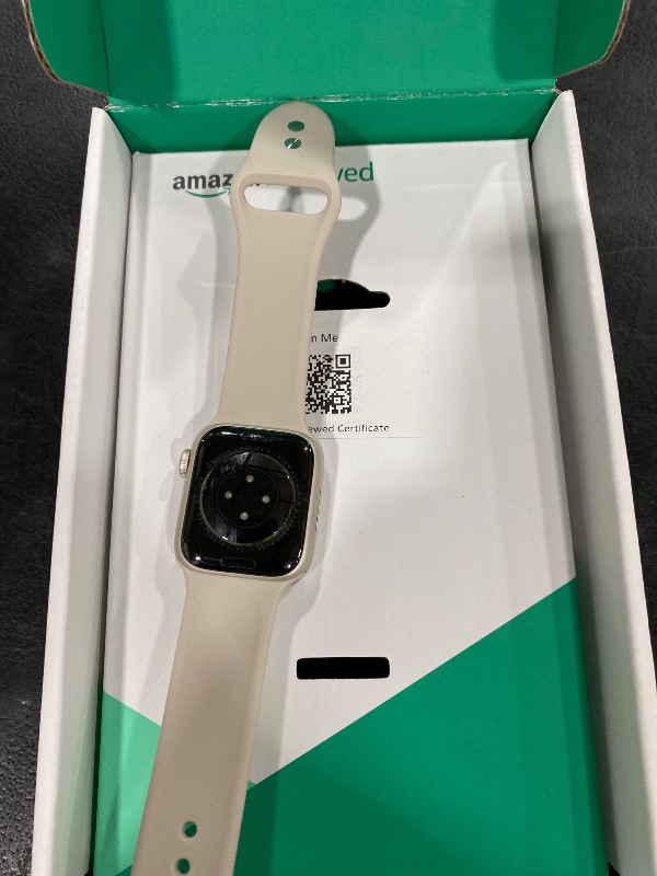 Photo 1 of Apple Watch Series 9 [GPS 41mm] Starlight Aluminum Case with Starlight Sport Band M/L (Renewed Premium)