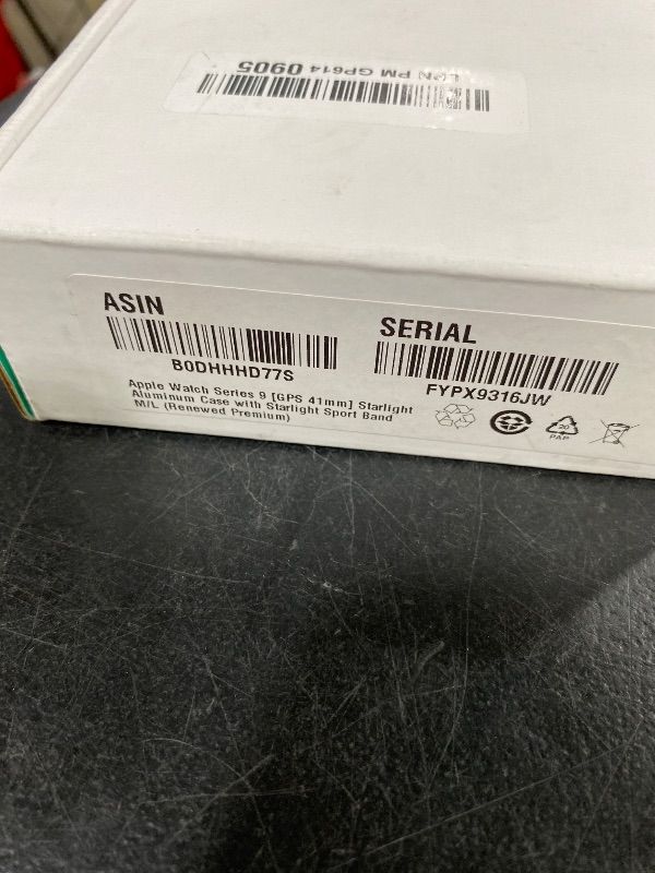 Photo 1 of Apple Watch Series 9 [GPS 41mm] Starlight Aluminum Case with Starlight Sport Band M/L (Renewed Premium)