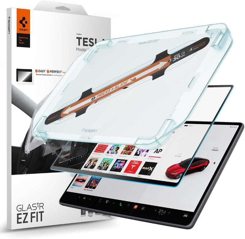 Photo 1 of Spigen GlasTR EZ FIT Tempered Glass for Tesla Model 3/Y 15.4"