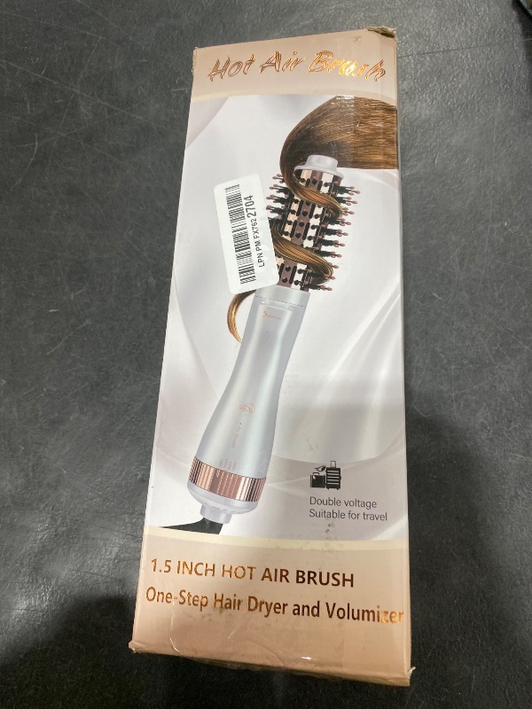 Photo 1 of 1.5 Inch Barrel (2.8’’ Plus Bristles) Dual Voltage(110~250V) Round Brush Blow Dryer, Hair Dryer Brush with European Plug Adapter, 4-in-1 Negative Ionic One Step Volumizer Dryer