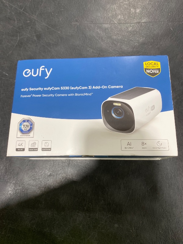Photo 1 of eufy Security eufyCam S3 Pro Add-on Cam, Solar Camera Outdoor Wireless, MaxColor Night Vision, 4K Security Camera with Solar Panel, Face Recognition AI, Built-in 16GB, No Monthly Fee