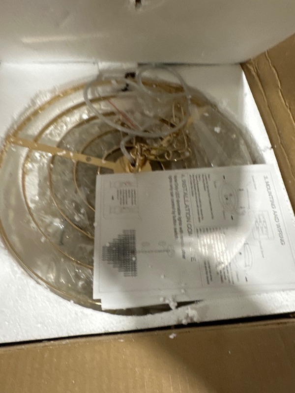 Photo 1 of FRIXCHUR 11.8'' Gold Crystal Chandelier LED Flush Mount Crystal Ceiling Pendant Light for Living Room, Dining Room