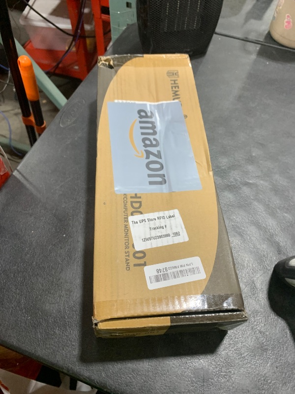 Photo 1 of HEMUDU Single Desk Monitor Arm Mount Stand Fit for 13 inch to 32 inch Flat Curved Computer Screen with Swivel, Height Adjustable, Rotation,Holds up to 77lbs, Black