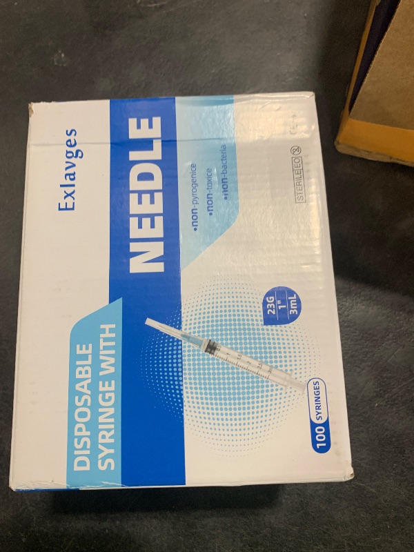 Photo 1 of 100 Pack Disposable 3ml/cc Lab Syringes with 23Ga 1 Inch Needle Luer Lock, Individually Sealed Packed