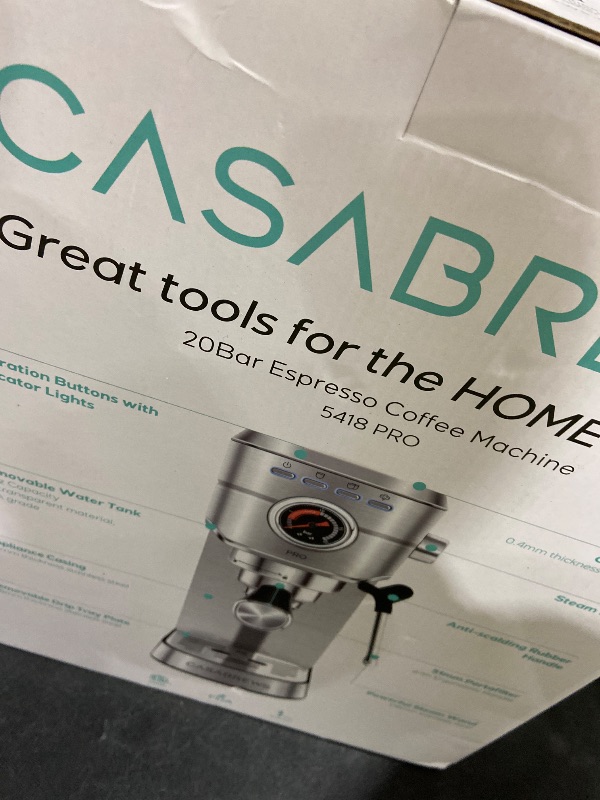 Photo 1 of CASABREWS 5418 PRO Espresso Machine 20 Bar, Upgraded Espresso Maker with Powerful Steam Milk Frother, Stainless Steel Coffee Machine with Fast Heating System for Cappuccino, Latte, Silver