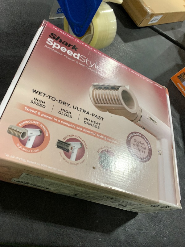 Photo 1 of Shark Hair Dryer SpeedStyle RapidGloss Finisher and High-Velocity, Ionic Hair Blow Dryer with IQ Speed Styling and Drying Suite, No Heat Damage, Best for Curly and Coily Hair, Silk, HD332