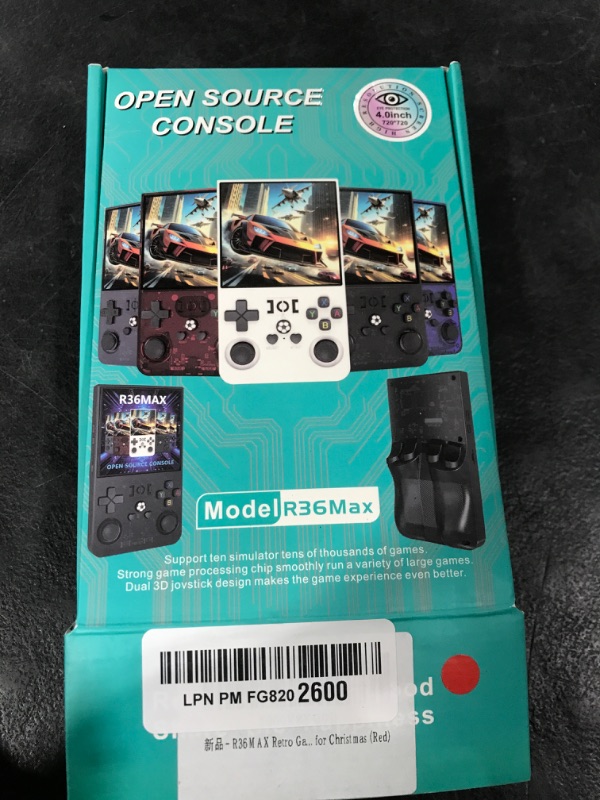 Photo 1 of R36MAX Retro Gaming Console, 4.0 Inch Handheld Game Console with 64GB Classic Video Games Inchluded,Support 30+ Simulators,Hand Held Game Console for Christmas (Red)