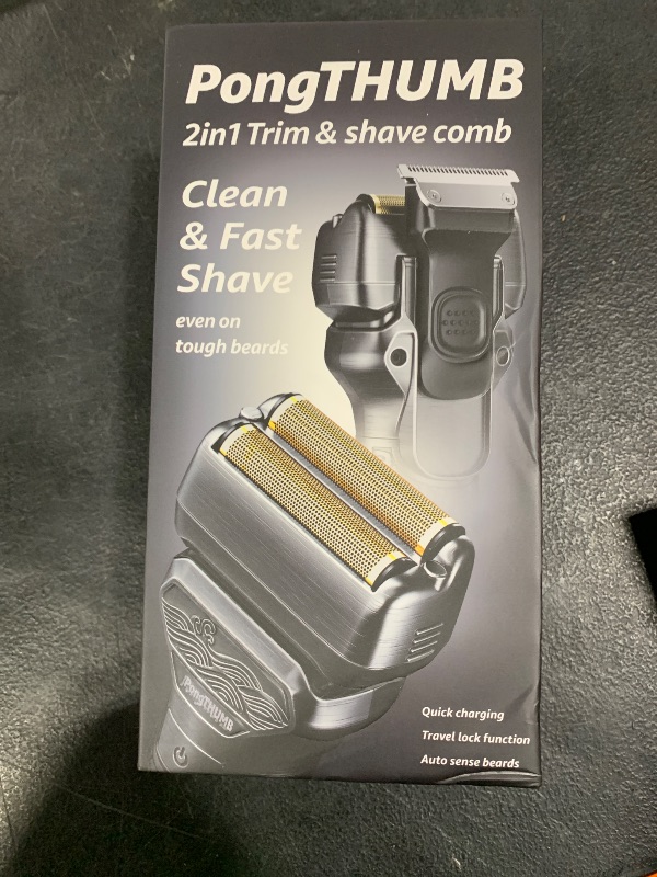 Photo 1 of PongTHUMB Electric Razor for Men with Pop-Up Trimmer: Rechargeable Cordless Foil Shaver for Face - Wet/Dry/Anti-Slip Waterproof Shavers with LED Display - Metal Handheld Design Light Gray