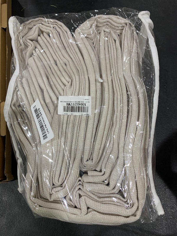 Photo 1 of Pinch Pleated Blackout 90 Inch Bedroom Curtains 70 Inch Wide Linen Dual Layer Soundproof Farmhouse Window Curtains for Living Room Cream Natural Hooks Rings Back Tab 100% Black Out Drapes 1 Panel