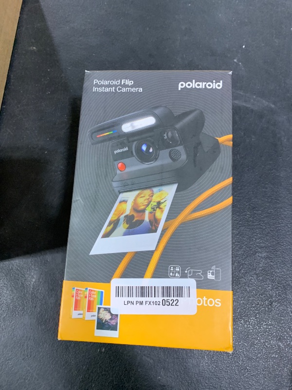Photo 1 of Polaroid Flip Instant Camera + Color Film Bundle (16 Photos Included) - Black (6565) - Hyperfocal 4-Lens System, Sonar autofocus, and Sence Analysis with Bluetooth paired Companion app