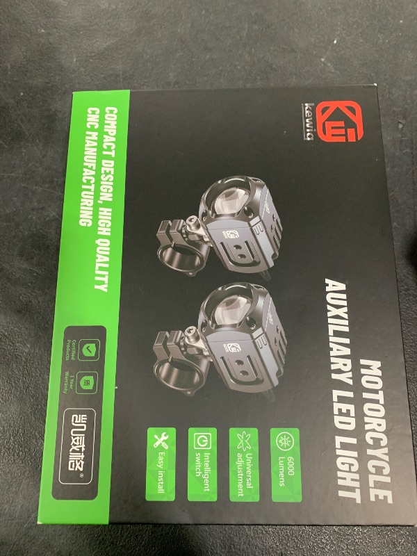 Photo 1 of Kewig Motorcycle Auxiliary LED Light Kit Driving Spotlights White/Amber Fog Light with Mount Brackets Wire Harness Waterproof 60W Offroad Work Lights Compatible with Motorcycle J-eep Car Truck (Black)