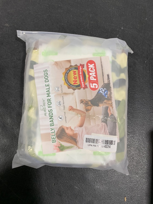 Photo 1 of Belly Bands for Male Dogs 5 Pack Washable Dog Diapers Reusable Male Dog Pee Wraps with 5pcs Dog Diaper Liners for Doggie in Incontinence or Excitable Urination and Training, L