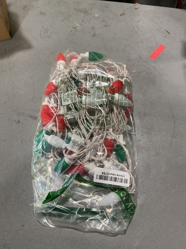 Photo 1 of HAYATA Red White Green C7 Big Bulbs Classic Christmas Lights 50 LED 24ft Strawberry String Light - Fairy Lighting for Outdoor, Indoor, Garden, Home, Wreath, Garland,Tree Decorations