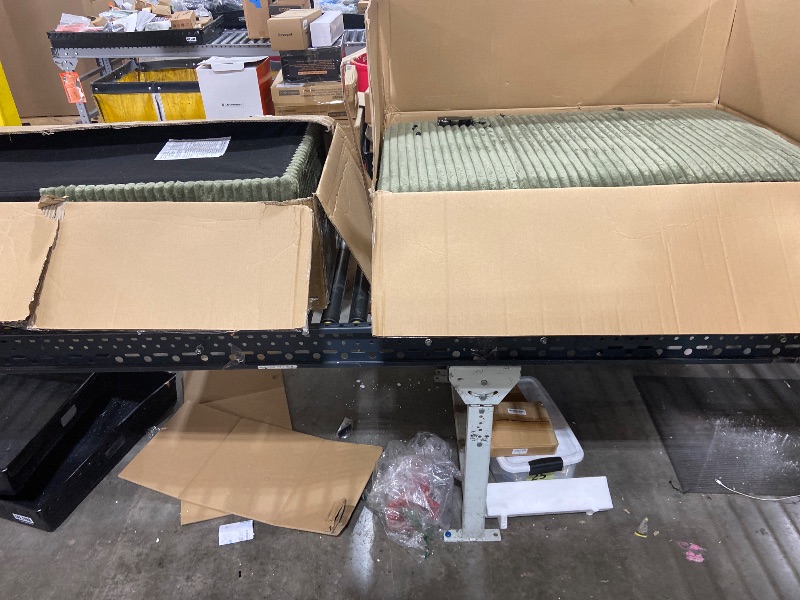 Photo 1 of LINSY HOME Pull Out Sleeper Sofa Sectional Couches for Living Room, L Shaped Plush Corduroy Couch with Storage&USB Charging, Convertible Cloud Sectional Sofa Bed for Apartment, Green