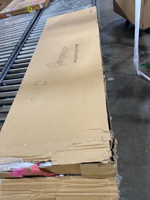 Photo 1 of Pricolotus Queen Size Bed Frame with Upholstered Wingback Headboard, Easy Assemnly Platform Bed and Heavy Duty Wooden Slats Support, Noise-Free, No Box Spring Needed (Sand, Queen)