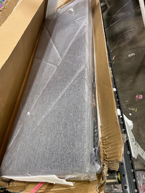 Photo 1 of Pricolotus Queen Size Bed Frame with Upholstered Wingback Headboard, Easy Assemnly Platform Bed and Heavy Duty Wooden Slats Support, Noise-Free, No Box Spring Needed (Light Gray, Queen)