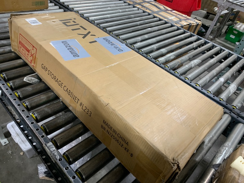 Photo 1 of IOTXY Small Narrow Corner Bookcase - 71 Inches Tall Gap Freestanding Storage Cabinet, 7 Lattices Open Shelves Tower Rack with Door, Cubes Bookshelf in White