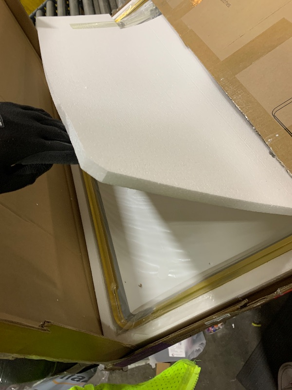 Photo 1 of Keonjinn Gold Mirrors for Bathroom Sink, 30 x 36 Inch Rounded Rectangle Brushed Brass Mirror, Metal Framed Rectangular Wall Mirror, HD Tempered Glass Modern Decorative Mirror(Horizontal/Vertical)