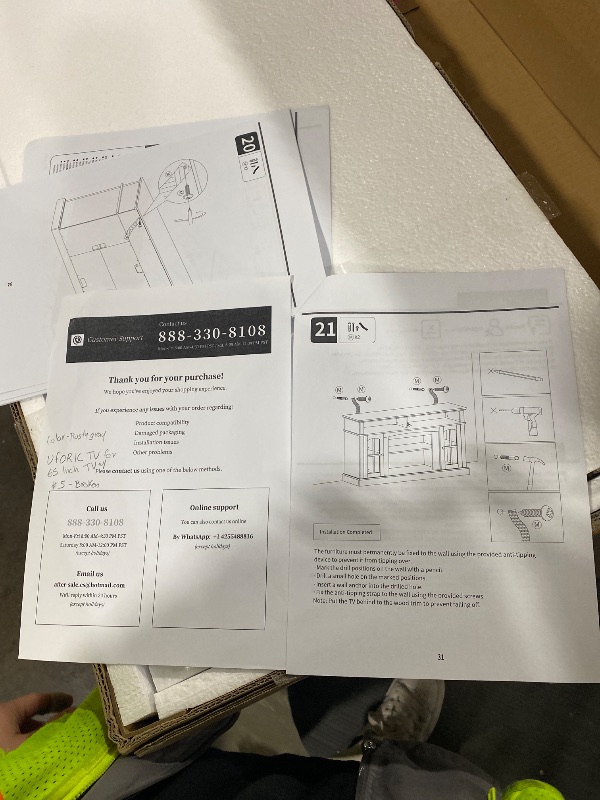 Photo 1 of SIMOE Modern 48 Inch Electric Fireplace TV Stand, TV Console for TVs with 18 Fireplace up to 55 Inch with 2 Open Shelves and Cabinets with Doors, Remote Control, rusty grey