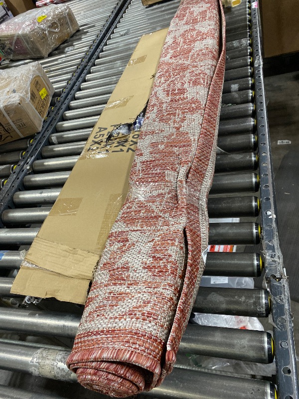 Photo 1 of JONATHAN Y Boho Medallion Indoor Outdoor Area Rug 8X10 Red/Taupe, Malta Textured Weave for Backyard, Patio, Porch, Easy-Cleaning, High Traffic, Pet-Friendly, Non-Shedding (SMB104A-8)