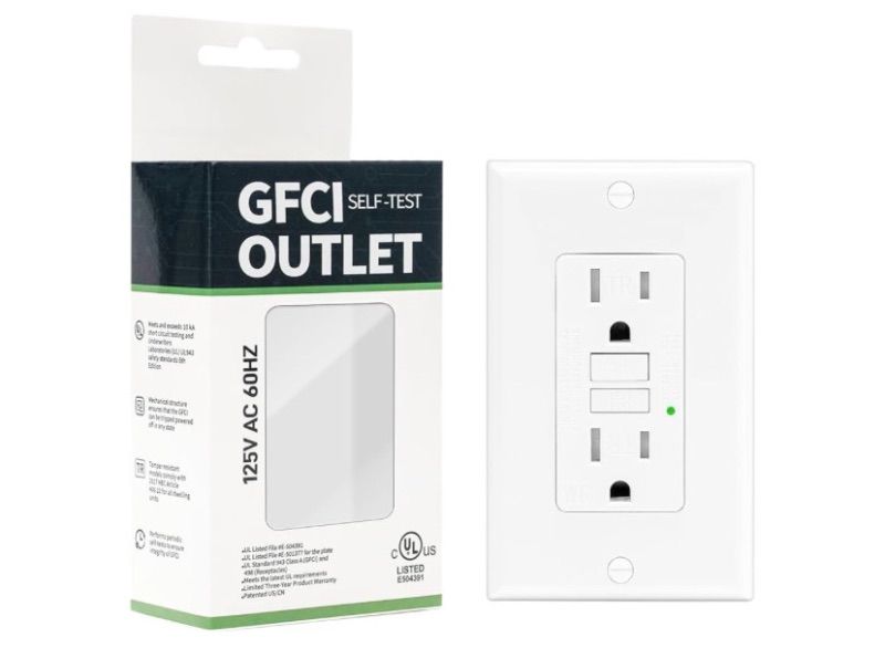 Photo 1 of 1-Pack 15 Amp GFI Electrical GFCI Outlet Self-Test Tamper Resistant (TR) Weather Resistant (WR) Ground Fault Receptacle with LED Indicator UL Listed Standard Wall Plate Included White
