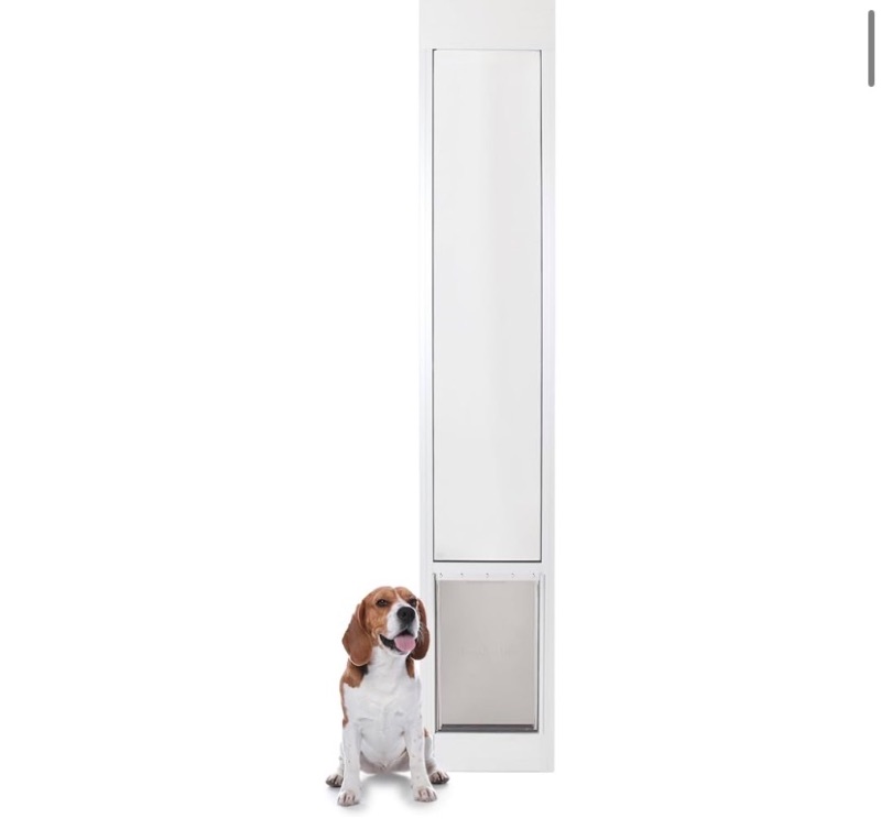 Photo 1 of PetSafe Sliding Glass Pet Door - No-Cut DIY Install Doggy Door for Renters - Aluminum Frame - Adjustable Height 75 7/8" to 80 11/16" - Ideal for Large Dogs Up to 100 lb - White 