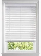Photo 1 of White Cordless Faux Wood Blinds for Windows with 2 in. Slats - 71 in. W x 72 in. L (Actual Size 70.5 in. W x 72 in. L)