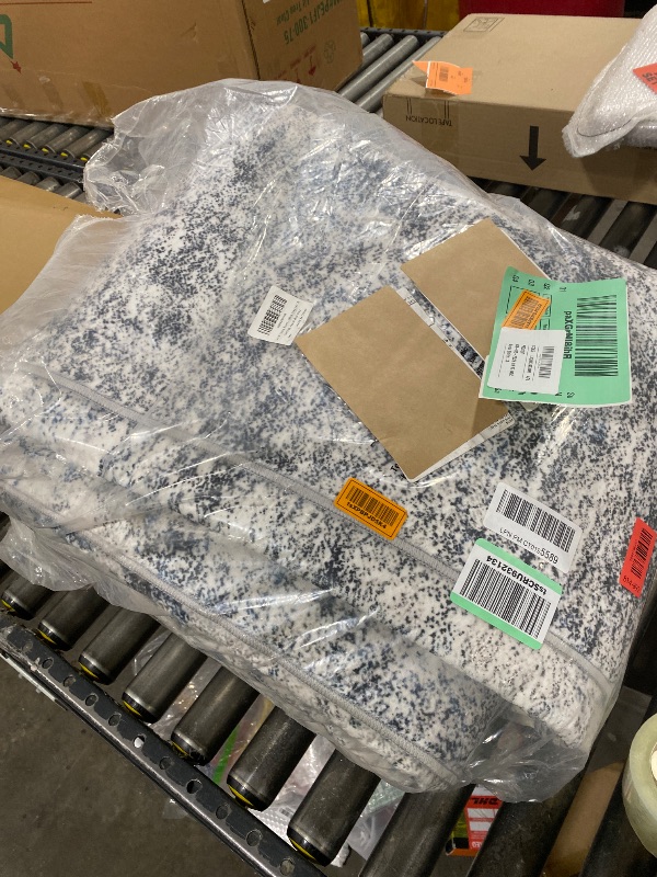 Photo 1 of 12x18 Living Room Area Rug - Washable Large Non-Slip Rug Modern Abstract Floor Carpet Neutral Thin Low-Pile Indoor mat for Bedroom Dining Room Playroom (Blue Gray,12x18)