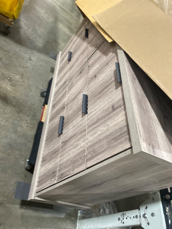 Photo 1 of VASAGLE MAXE Collection - 6-Drawer Double Dresser for Bedroom, 54.2-Inch Wide Chest of Drawers, Fluted Panels, Mid Century Modern Storage Dresser, TV Stand for Living Room, Washed Gray ULTS662FD01S