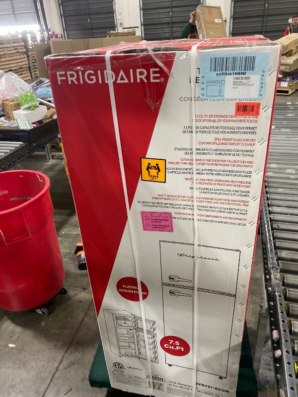 Photo 1 of Frigidaire, 2 Door Apartment Size Refrigerator/Freezer Combo, 7.5 cu ft, Platinum Series, Stainless, 23" D x 21.5" W x 55.5" H