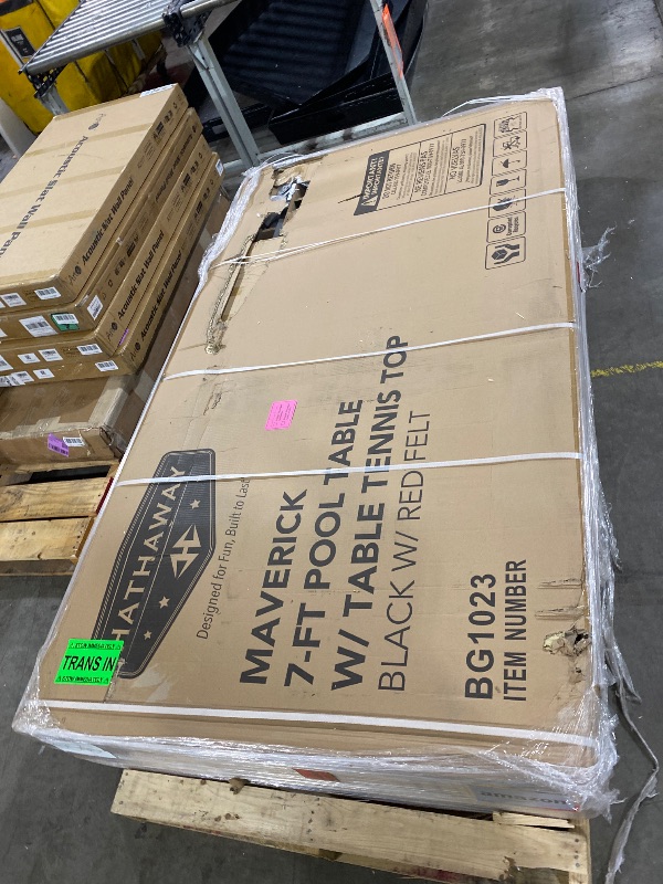 Photo 1 of Hathaway Maverick 7 Foot Pool Table with Table Tennis Top – with Accessories for Both Games – Space-Saving Ping Pong and Pool Table Combo for Families – Matte Black Finish, Red Felt