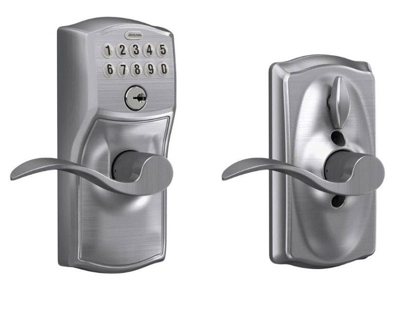 Photo 1 of SCHLAGE FE595 CAM 626 ACC Camelot Keypad Entry with Flex-Lock and Accent Levers, Brushed Chrome