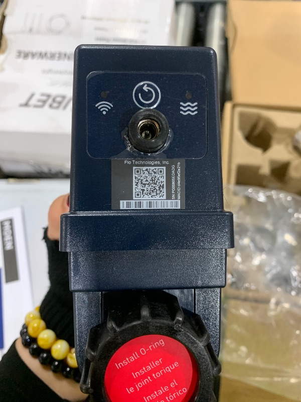 Photo 1 of Moen Flo Smart Water Monitor and Automatic Shutoff Sensor, Wi-Fi Water Leak Detector for 3/4-Inch Diameter Pipe, 900-001