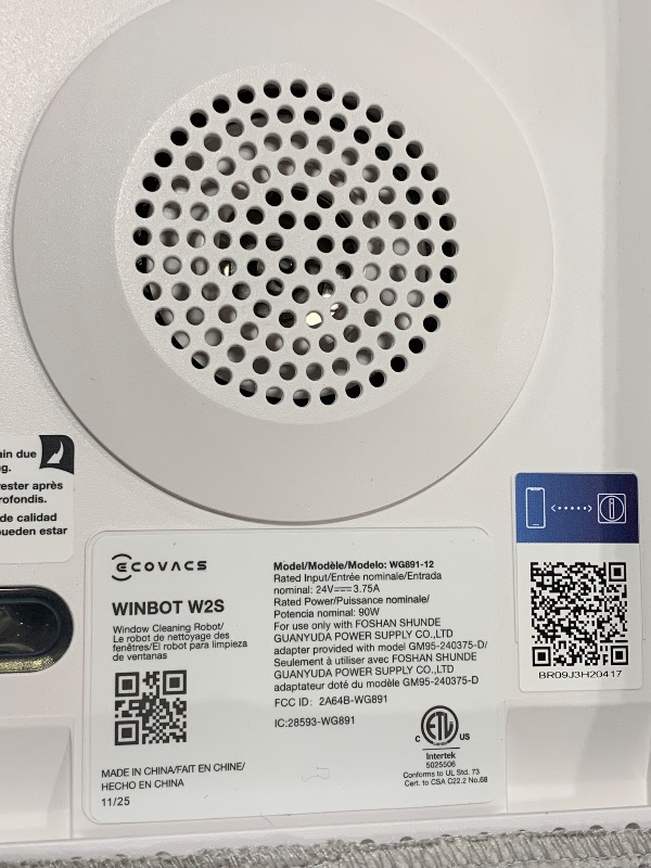 Photo 1 of ECOVACS WINBOT W2S Window Cleaning Robot, Intelligent Edge-to-Edge Cleaning with TruEdge Scrubbers, 3 Water Nozzles, 10-Level Safety System, Win-SLAM 4.0 Route Planning, Even Climbing System