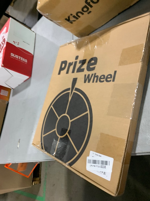 Photo 1 of **SELLING FOR PARTS--MISSING STAND---**Pionites 12 Inch 12 Slots Prize Wheel Tabletop or Wall Mount Fortune Spin with Dry Erase Marker and Eraser for Engaging Home Parties, Trade Show, Carnival Events (12''12Slots Black)