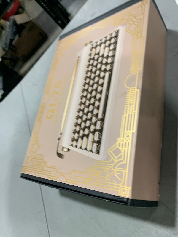Photo 1 of YUNZII QL75 Wireless Typewriter Hot Swap Retro Mechanical Keyboard,Punk Round Keycaps,RGB Backlit QMK/VIA Programmable, Multi-Device Keyboard with 2.4GHz/Type-C/BT5.0 (White, Cocoa Cream V2 Switch)