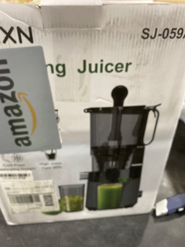 Photo 1 of EanOruus Cold Press Juicer, 5.8" Wide Feed Chute Juice Extractor Machine with 400W, High Juice Yield, Slow Masticating Juicer for Whole Vegetables & Fruits, Dark Grey