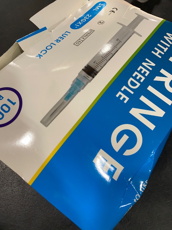 Photo 1 of 100 Pack 3ml Syringes with Needle-23Ga 1 Inch Needle with Luer Lock, Individually Sealed Packaging