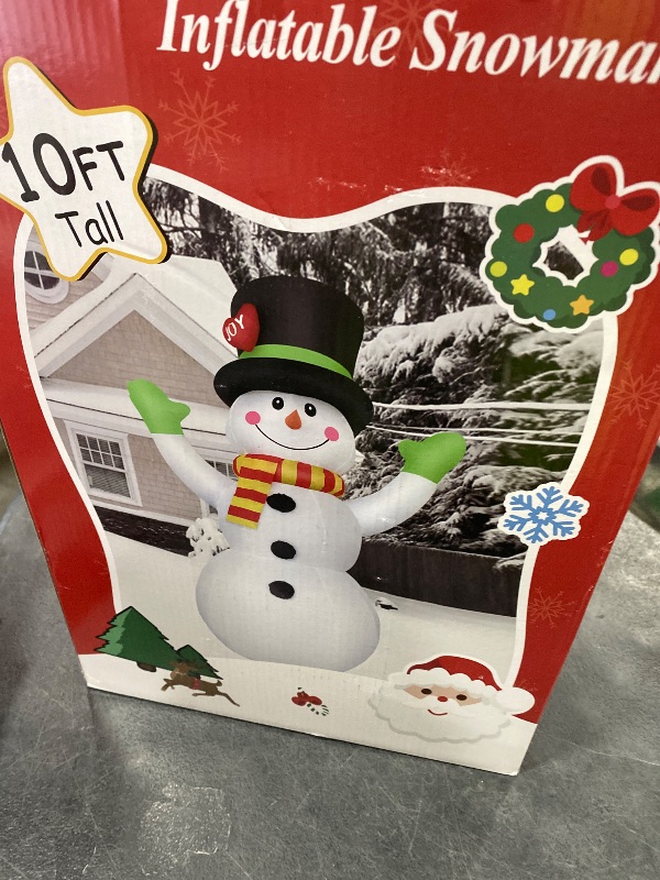 Photo 1 of 10 FT Christmas Inflatables Snowman Outdoor Yard Decorations, Giant Blow Up Snowman, Built-in Bright LED Lights, Huge Xmas Blowups Snow Man Outside Holiday Decor for Garden Patio Porch Lawn Home Party