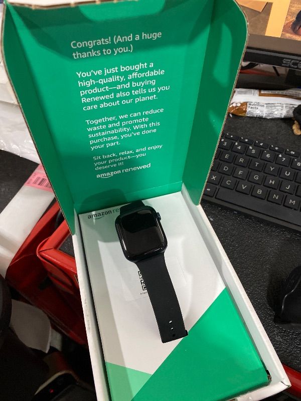 Photo 1 of Apple Watch Series 9 [GPS, 45mm] - Midnight Aluminum Case with Midnight Sport Band, M/L (Renewed Premium)