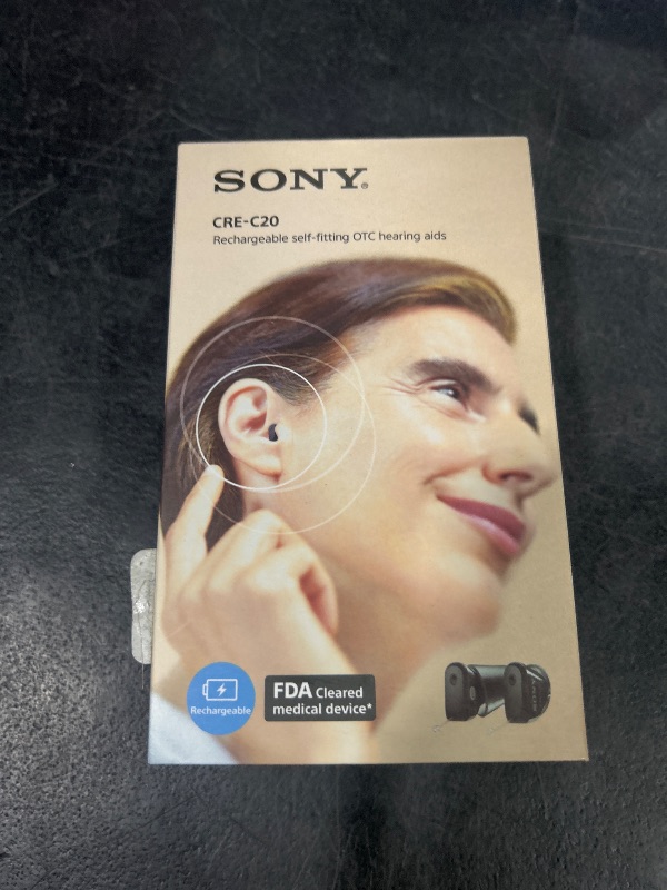 Photo 1 of Sony CRE-C20 Self-Fitting OTC Hearing Aids for Mild to Moderate Hearing Loss, Prescription-Grade Sound Quality, Compact Virtually Invisible Design, Customizable App, and Rechargeable Battery