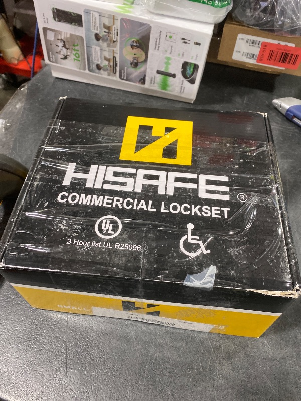 Photo 1 of HISAFE Keyed Entry Grade 2 Commercial Door Locks Heavy Duty Office Door Lever, Non-Handed, UL 3 Hour Fire Rated, ADA Compliant, Satin Chrome Finish 26D, 2-3/4''Backset X-XG-ET-70