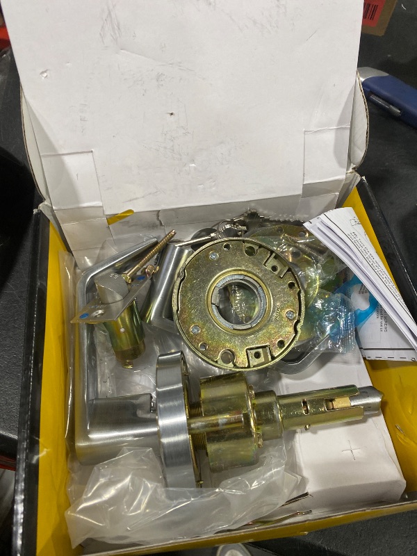 Photo 1 of HISAFE Keyed Entry Grade 2 Commercial Door Locks Heavy Duty Office Door Lever, Non-Handed, UL 3 Hour Fire Rated, ADA Compliant, Satin Chrome Finish 26D, 2-3/4''Backset X-XG-ET-70