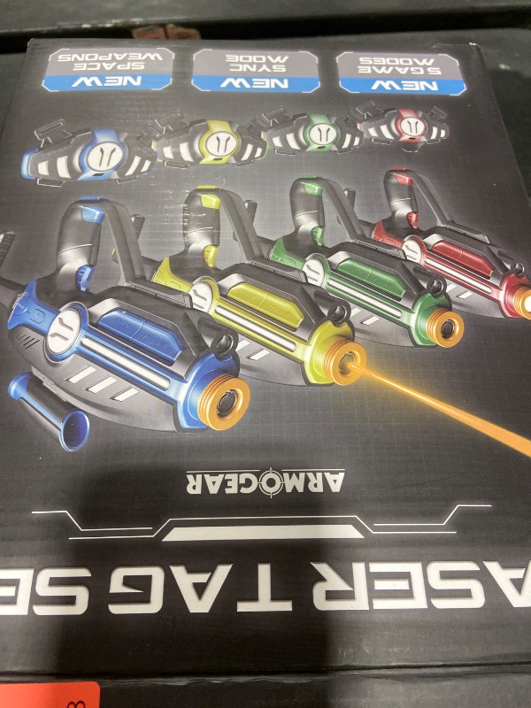 Photo 1 of Laser Tag Set for Kids, Teens & Adults - 4 Blasters + 4 Vest Sensors with 4 Multi-Game Modes - Fun Ideas Age 8+ Year Old Toys - Includes Accessories - Boys & Girls Outdoor Teenage Group Activities