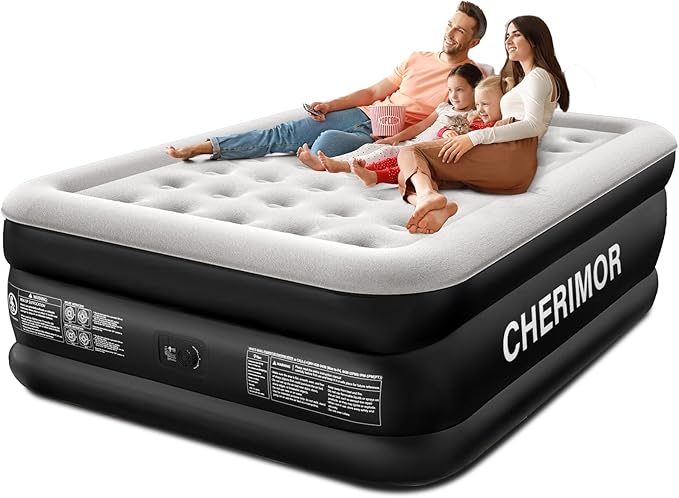 Photo 1 of Queen Air Mattress with Built-in Pump, 18" Raised Comfort, 48Hr Leak-Proof Test, Upgraded Honeycomb Pillar Design, Supports 800 lbs, 3-Min Inflation-Inflatable Bed for Home Guests & Camping
