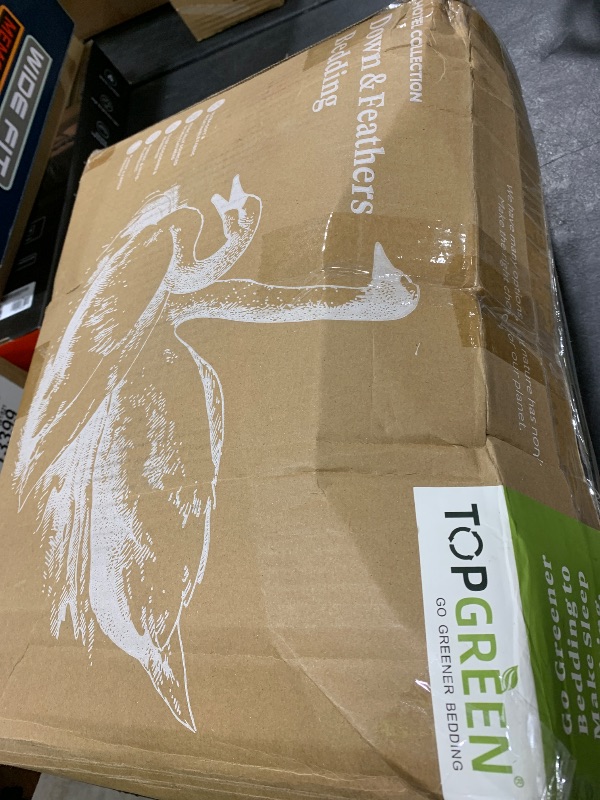 Photo 1 of TOPGREEN Organic Feather Down Comforter Oversized King, Luxury Extra-Fluffy Duvet Insert, All Season Bed Comforter with Ultra-Soft Organic Cotton Case (120x98 Inch, Ivory White)