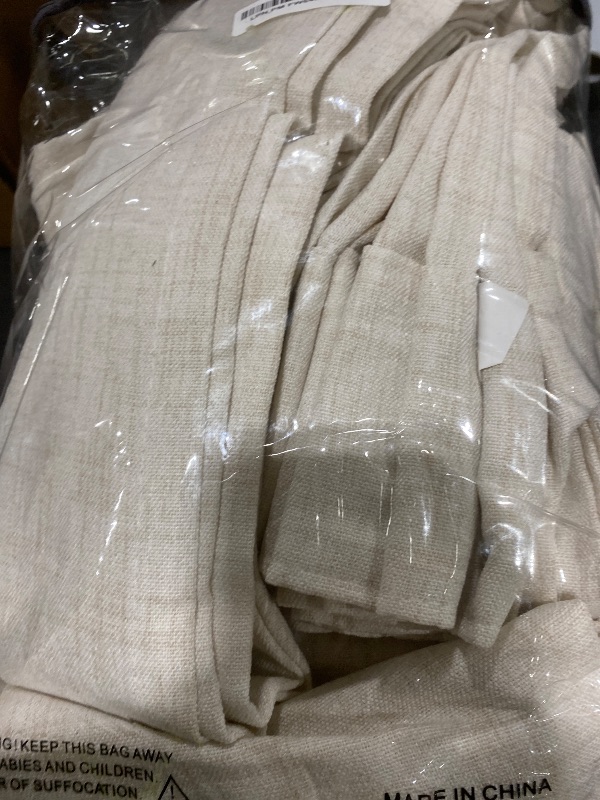 Photo 1 of PleatedDrapes Extra Long 120 Inch Living Room Curtains, Ivory Beige Textured Flax Linen Back Tab Pleated Tall Sheer Curtains with Hooks 2 Panels for Large Windows, Privacy Light Filtering 10ft Drapes