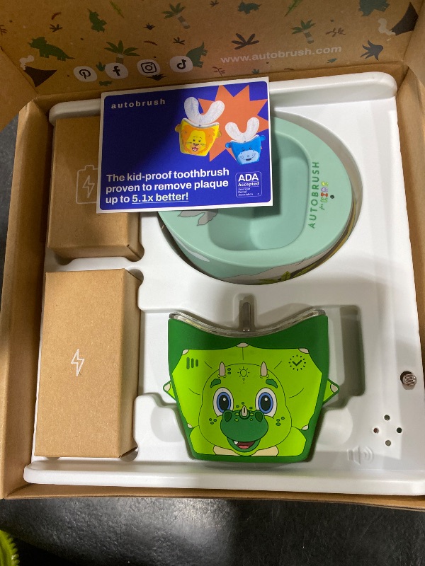 Photo 1 of autobrush Kids Electric Toothbrush – Only ADA Accepted U-Shaped Toothbrush, Clinically Proven Up to 5.1X Better Cleaning, 30 Seconds, Full-Mouth 360 Coverage, LED Lights, Music, Ages 3-5, Lion